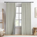 92 Inch Long Curtains 2 Panels,Back Tab Hook Belt with Hooks,Modern Neutral French Style Pleat Look Soundprof Linen Drop Cloth Traverse Blackout Curtains for Living Room 50W x 92L Natural Cream by CozyNest Decor