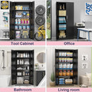 71" Garage Storage Cabinets with Lock, Cabinets with Doors and Shelves, Kitchen Pantry Cabinet, Metal Cabinet for Office, Garage, Shop, School, Assemble Required, Black by CozyNest Decor