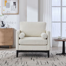 Wide Modern Farmhouse Performance Accent Chair With Legs, Wood Base by HouseOfZazla