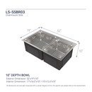 Stainless Steel Kitchen Sink, 32"x19" Double Bowl in Brushed Nickel by HouseOfZazla