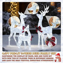 4.5FT Lighted Reindeer Family Set for Christmas Decoration, 3 Pieces Pre-Lit Iridescent Deer Xmas Decor with 200 LED Lights, 3D Glittered Standing Holiday Display for Outdoor, Indoor, White by CozyNest Decor
