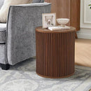 AVZEAR Small Round Side Table Fluted Night Stand Set of 2, Mid Century Modern End Table with Storage, Circle Bedside Tables Wood Nightstands for Small Spaces, Living Room, Bedroom (Walnut) by CozyNest Decor