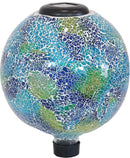 Sunnydaze 10 inch Solar Gazing Ball for Garden - Glass Outdoor Gazing Globe - Crackled Azul Terra by CozyNest Decor