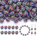 200pcs 10mm Rhinestone Beads for Jewelry Making, Black Mixed Shiny Round Disco Ball Beads Bulk, Sparkle Crystal Clay Christmas for Bracelet Baseball Necklace Earring Crafting and DIY by TinyTreasures Baby Boutique