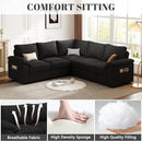 85 Inch Modular Sectional Sofa with Pull Out Bed,L Shaped 5 Seat Sectional Sleeper Sofa with Storage,Sectional Couches for Living Room,Cloud Modular Couch,Removable Sofa Cover,Black by CozyNest Decor