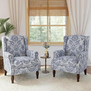 Lumibee High Back Accent Chair Set of 2, Armchair in Fabric,Comfy Upholstered Wingback Single Sofa Reading Chairs with Solid Wood Legs for Living Room,Bedroom,Office-Navy by CozyNest Decor
