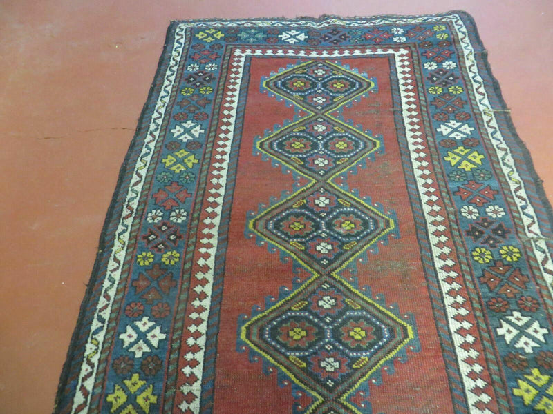 3' X 6' Antique 1920s Handmade Caucasian Karabagh Ganjeh Talesh Wool Rug Nice