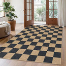 Lahome Checkered Easy Jute Area Rug, 5x7 Outdoor Patio Rug Washable Carpet for Living Room Checkerboard Indoor Outdoor Carpet, Farmhouse Geometric Non Slip Black Mat for Backyard Dining Room by CozyNest Decor