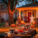 JMEXSUSS 300LED Orange Halloween Lights with Remote, 9.8x9.8ft Halloween Curtain Light, 8 Modes Orange Hanging String Lights Plug in for Fall Bedroom Thanksgiving Window Party Indoor Outdoor Decor by CozyNest Decor