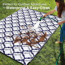OLANLY Reversible Outdoor Rug 9x12 ft Clearance, Waterproof Outdoor Plastic Straw Rug with Interlacing Pattern, RV Mat for Patio, Camping, Balcony, Deck, Backyard, Navy & White by CozyNest Decor