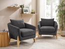 Accent Chair 31" Oversized Reading Chair Comfy Upholstered Boucle Lounge Armchair, Modern Living Room Chair with Back Pillow,Single Sofa Chair for Bedroom, Office (Grey) by CozyNest Decor