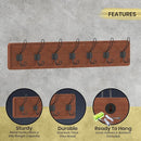 HBCY Creations Rustic Brown Solid Wood Wall Mounted Coat Rack with Shelf, 7 Hooks, 34" Long - Kitchen, Mudroom, Entryway, Bathroom - Includes Mounting Hardware, Coat Hanger, Dog Leash Hooks by CozyNest Decor