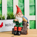 Garden Gnome Statues with Bird Resin Sculpture Gnome Sitting on The Stump Outdoor Statues for Outdoor Garden Decor by GreenHaven Gardens