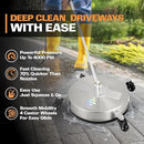 EDOU 18 inch Pressure Washer Surface Cleaner - Stainless Steel Power Washer Attachment - 4,000 PSI Max - Concrete Cleaner with Dual Nozzles and Extension Wands - Silver by GreenHaven Gardens