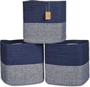 NaturalCozy 13 Inch Cube Storage Bins Cotton Rope Woven Baskets for Organizing 3-Pack | 13 x 13 Storage Cubes | Fabric Square Storage Baskets for Shelves Organizer, Kids Toy Bins, Closet Baby Nursery by TinyTreasures Baby Boutique