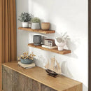 Solid Elm Wood Floating Shelves, 36 Inch Wood Floating Shelves for Wall, Live Edge Wooden Shelves Wall Mounted for Books, Bathroom, Kitchen, Natural Color, Set of 2 by CozyNest Decor
