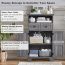 Bathroom Floor Cabinet, Farmhouse 24" Wide Cabinet with Drawer, Adjustable Shelf, Barn Doors, Cabinets for Bathroom, Kitchen, Living Room, Grey Wash by CozyNest Decor