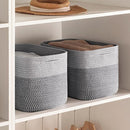 UBBCARE 4 Pack Baskets for Organizing, Woven Storage Baskets for Toys and Towel, Rectangle Cotton Rope Basket with Handles, 15''L x10''W x9''H, Mixed Grey by TinyTreasures Baby Boutique