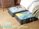 2-Pack Under Bed Storage Containers, 8 Inches Tall Underbed Clothes Storage Organizer Bin with Sturdy Sidewalls/Bottom, Under the Bed Storage Bags 2 Storage Bins, Black by CozyNest Decor