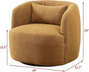KINWELL 34" Wide Boucle Swivel Barrel Chairs Set of 2, No Assembly Round Upholstered Armchairs Accent Chairs Single Sofa Chair with Toss Pillow for Living Room and Bedroom, Brown by CozyNest Decor