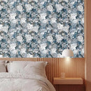 Vintage Garden Peel & Stick Floral Wallpaper - Removable White/Blue Vinyl Self Adhesive Mural - 17.7in x 19.68ft by GreenHaven Gardens