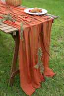Keketo Fall Table Runner Terracotta Rust Gauze 120 Inch 10 FT Rustic Burnt Orange Cheese Cloth for Wedding Baby Bridal Shower Party Centerpiece Sheer Thanksgiving Fall Decorations for Home by CozyNest Decor