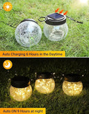 PARTPHONER Solar Lantern Solar Lights Outdoor Waterproof 2-Pack, Solar Powered Hanging Lights Cracked Glass Hanging Globes for Christmas Decoration, Shepherd Hook, Garden Tree Ornaments by CozyNest Decor
