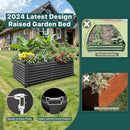 Raised Garden Bed 6x3x2ft, Galvanized Raised Garden Beds Outdoor for Vegetables Flowers Herbs, Steel Large Deep Planter Box, Tall Raised Garden Bed with 3ftx30ft Weed Barrier Fabric and Glove, Black by GreenHaven Gardens