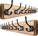Dseap Wall Mounted Coat Rack: 38-1/4" Long, Patented, Heavy-Duty, 10-Double-Hooks Wooden Hanger Rail for Winter Coats, Hats, Jackets, Clothing - Natural & Black, Pack of 2 by CozyNest Decor
