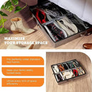 storageLAB Slim Under Bed Storage Containers, Closet Organizers with Sturdy Handles for Clothes, Comforters, and Accessories, Use Under or at the End of the Bed - 2 Pack, Dark Grey by CozyNest Decor