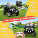 24V 4WD Ride on Truck Car w/800W Motors, Gift Flower, Remote Control, 2 Seaters, Light Bar, 3 Speeds, Pop Music, Power Four Wheels, 24 Volt Ride on Toy Car for Big Kids, Black by TinyTreasures Baby Boutique