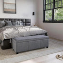 BELLEZE Storage Ottoman, 47 Inch Bench Bedroom Bench with Safety Close Hinge, Extra Long Ottoman with Storage for Living Room, Entryway, Hallway, Foot Rest, Support 300lbs - Gray by CozyNest Decor
