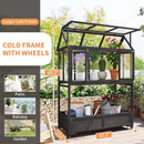 Portable Wooden Cold Frame Greenhouse with Wheels - 47" Mini Greenhouse with Adjustable Roof, Storage Box & Polycarbonate Panels - Plant Protector for Seedlings, Herbs & Winter Gardening (Black) by GreenHaven Gardens