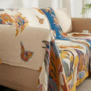 Boho Throw Blanket for Couch Sofa Bed, 100% Cotton Woven Quilt with Tassel 60”x80”, Super Soft Muslin Blanket with Floral Printed, Decorative Reversible Bed Blanket/Cover for All Seasons by CozyNest Decor