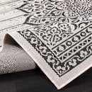 CAMILSON Outdoor Rug, 5x7 Medallion White Black Modern Area Rugs for Indoor and Outdoor Patios, Kitchen and Hallway Mats, Washable Porch Deck Outside Carpet (Medallion White, 5 x 7)