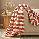 Amélie Home Chunky Knit Throw Blanket for Couch, Soft Chenille Crochet Blanket for Sofa, 50"x60", Burnt Orange & White Striped by CozyNest Decor