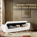 HomePop Modern Storage Bench with Wood Legs Home Décor|Bench with Storage for Living Room & Bedroom - Sherpa Cream by CozyNest Decor