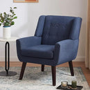 HUIMO Accent Chair Living Room Chair, Upholstered Button Tufted Armchair, Linen Fabric Sofa Chairs for Bedroom, Living Room, Mid Century Modern Comfy Reading Chair (Dark Blue) by CozyNest Decor