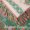 Snycler Cotton Bed Throw with Tassels, Double-Sided Bohemian Spring Flowers Plants Throws for Sofas, 80x90 inch Woven Warm Blanket for Single Sofa, Bedspread and Settee Couch Travel Green by CozyNest Decor