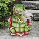 Exhart Solar Turtle Garden Statue, LED Lily Flower, Durable Resin, Cute Yard Décor, 7.5"x5.5"x8.5" by GreenHaven Gardens