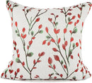 YOUR SMILE Christmas Red Classical Embroidery Jacquard Teal Leaf Pattern Square Decorative Throw Pillow Case Cushion Cover 18 x 18 inch by CozyNest Decor