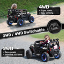 ANPABO 24V 4X4 Ride on Car Truck w/Remote Control, 4WD/2WD Switchable Kids UTV, 19" Spacious Seat, 4 Shock Absorbers, Soft Start, Music Player, Electric Car for Kids Ages 3+(Black by TinyTreasures Baby Boutique