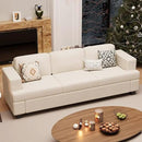 89" White Corduroy Sofa for Living Room, 3 Seater Cloud Couch, Deep Seat Floor Couch for Bedroom, Futon Modern Sofa Bed, White Corduroy by CozyNest Decor