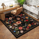 Area Rug 4x6 Rug Washable Boho Rugs Non Slip Low Pile Floral Small Carpet for Bedroom, Bedside, Kids Room, Office, Dining Room(Black) by CozyNest Decor