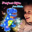 Cuteoy Light-up Singing Plush Blue Dinosaur LED Musical Stuffed Animal T-Rex Adjustable Volume Lullaby Plushies Birthday Christmas Toy Gifts for Kids Toddler Girls, 12" by TinyTreasures Baby Boutique