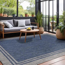 Bordered Outdoor Rug 10x14 Washable Outside Carpet for Indoor Patio Porch Waterproof Easy Cleaning Non Shedding Area Rugs Navy 10 x 14 by CozyNest Decor