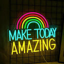 Make Today Amazing Neon Sign Wall Decor Dimmable Rainbow Neon Light USB Powered Motivational Word Led Light Sign for Bedroom Classroom Cafe Bar Birthday Party Wedding by CozyNest Decor