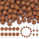 160pcs 10mm Rhinestone Beads for Jewelry Making, Brown Shiny Round Disco Ball Beads Bulk, Sparkle Crystal Clay Christmas for Bracelet Baseball Necklace Earring Crafting and DIY by TinyTreasures Baby Boutique