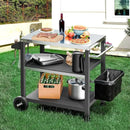 NUUK 3-Shelf Grill Cart with Stainless Steel Top – 20" x 32" Mobile Outdoor Kitchen Table for Pizza Oven, Food Prep, and Dining – Worktable with Wheels, by CozyNest Decor