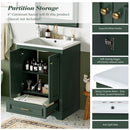 Bathroom Vanity With Ceramic Sink Combo, Modern Freestanding Storage Cabinet With Silver Handles by HouseOfZazla